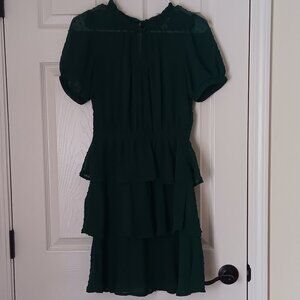 Swiss Dot Emerald Midi Dress